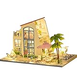 Flever Dollhouse Miniature DIY Music House Kit Creative Room With Furniture for Romantic Valentine's Gift(Blue Sea And Romantic Sky)