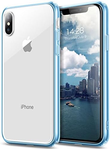 iphone X Case, Sankmi iphone 10 Case, Clear Flexible TPU Shockproof Slim Lightweight Cover Scratch Resistant Transparent Back Cushion Protection Case for Apple iphone X - Blue