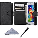 S5 Mini Case, Wisdompro Premium PU Leather 2-in-1 Protective [Folio Flip Wallet] Case with Credit Card Holder/Slots for Samsung Galaxy S5 Mini G800F G800H G800H/DS (NOT Fit S5) - Black