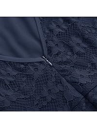 EvoLand - Vestido de dama de honor con encaje floral, cuello en V