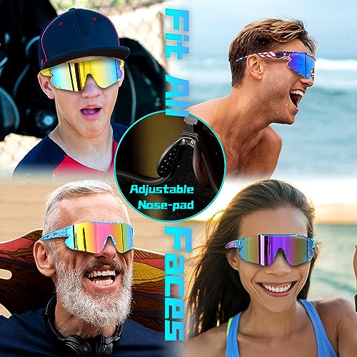 Semjar Cycling Glasses Sports Sunglasses,UV400 Adjustable Softball Baseball Sunglasses for Mens Women Youth,80s Cool Polarized Running Sunglass Purple Lens