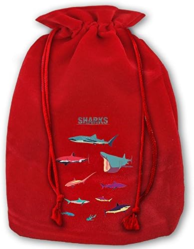 HERSON Sharks Drawstring Gift Pouch Christmas Bag Sack Tote Bag Candy Sack For Children Santa Claus 14"X18"