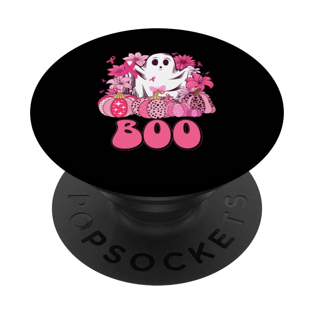 Funny Scary Cool Pink Halloween Breast Cancer Support PopSockets Swappable PopGrip