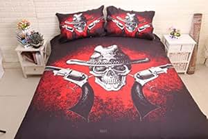 Amazon.com: Trust 100% 3D Killer Skull with 2 guns Bedding