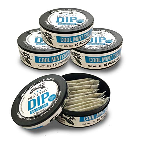 TeaZa Energy Smokeless Tobacco Alternative (4 pk. Cool Mint Chill) Quit Chewing and Dipping Tobacco Snuff - Nicotine and Caffeine Free Herbal Energy Pouch - Flavored Tobacco Free Chew