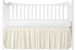 MD HOME DECORE Crib Bed Skirt Dust Ruffle with Split Corners, 100% Cotton, Ivory Nursery Crib Skirt for Baby Boys or Girls, 28x52, 14" Drop, Toddler Bed Skirt, Baby Bedding, Crib Sheet Skirt, Soft & Breathable