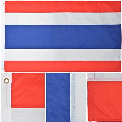 Thailand Flag 3' x 5' Ft 210D Nylon Premium Outdoor Embroidered Thai Flag by Green Grove Products