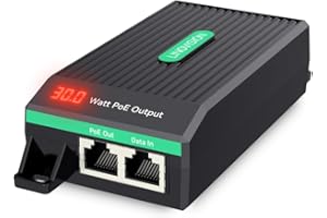 LINOVISION Gigabit 30W POE+ Injector with Intuitive Power Comsumption Indicator, AC100-240V Input, IEEE802.3af/at 30W Power a