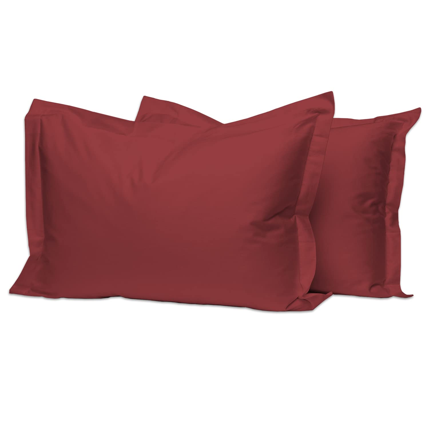 Pizuna 100% Cotton King Pillow Cases 2 Pack Brick Red 50x90cm, 400 Thread Count Long Staple Combed Cotton Pillowcases, Luxurious Soft Sateen King Size Pillow Cases (100% Cotton Pillowcase Pack of 2)