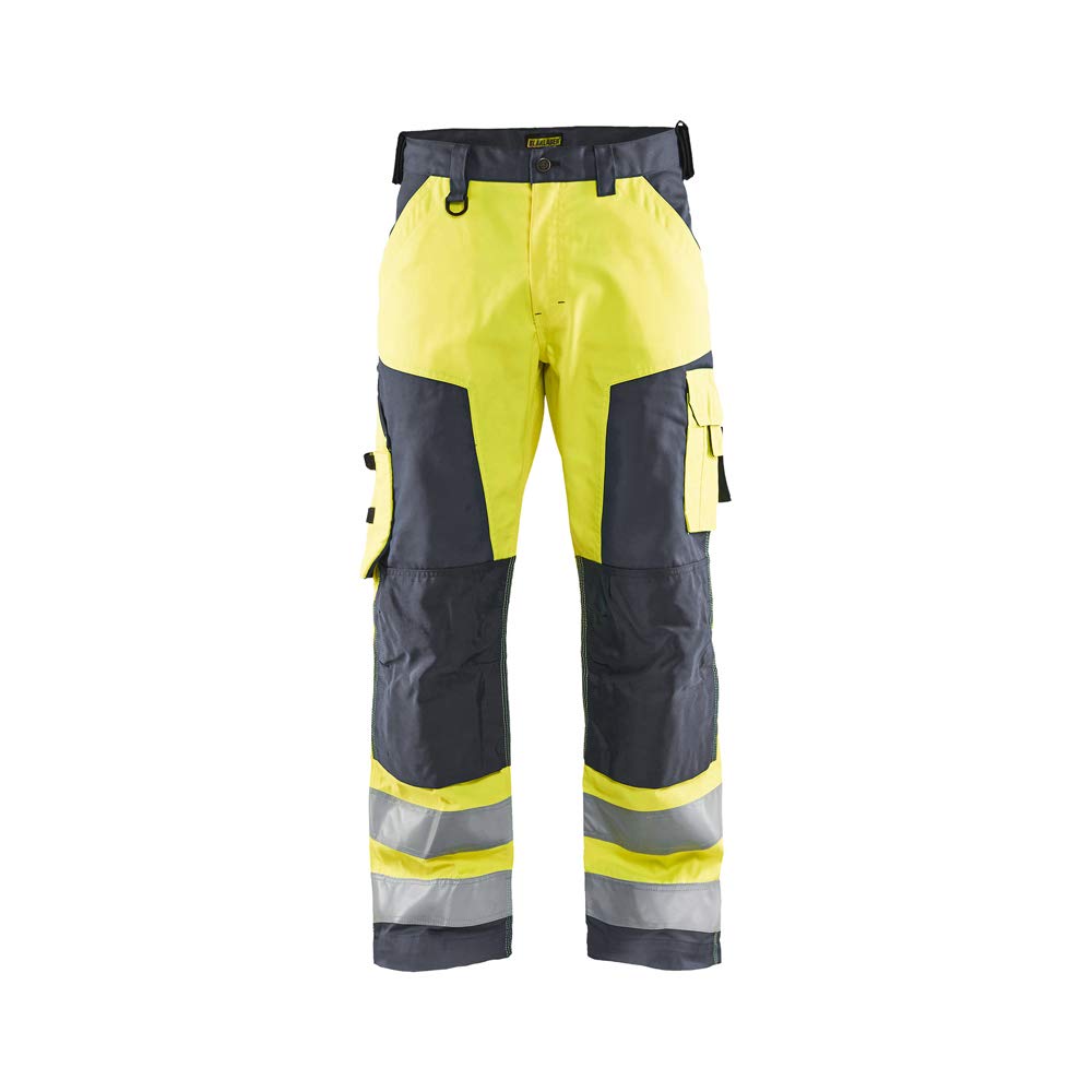 Blaklader 156618113396D92 Work Trousers without Nail Pockets, High Vis Yellow/Medium Grey, Size D92