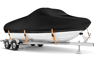 RZKHDZHM Boat Cover 26-28 ft, Waterproof 900D Heavy Duty Boat Cover, PU Marine Grade Polyester Boat Covers 26-28 ft, Fits Bass, V-Hull, Tri-Hull, Runabout, Jon, Fishing, Trailerable, Beam Width 160 inch