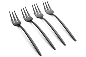 Cambridge 5051H3CKW44R Black Satin Gaze Cocktail Forks, Set of 4