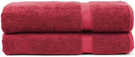 Luxury Hotel & Spa Collection Highly Absorbent, Quick Dry 100% Turkish Cotton 700 GSM, Eco Friendly Towel, for Bathroom Oversize Dobby Border Bath Towels 35 X 70 (Bath Sheet Towel Set of Cranberry)
