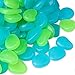 BeRicham 220Pcs Man-Made Glow in The Dark Garden Pebbles for Walkways, Decorations and Fish Tank, Christmas Decorations, Blue & Green