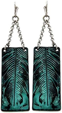 Lovely Patina Abstract Feather Dangle Earrings