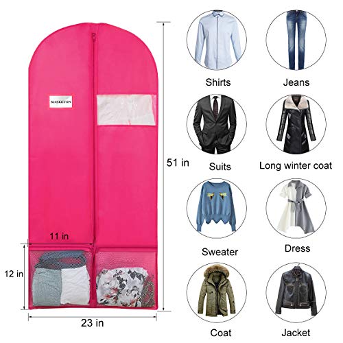 MASKEYON 51" Garment Bags with Zipper Pocket for Dance Costume,Wedding