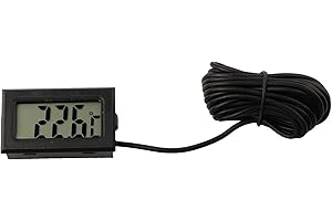 Digital Thermometer with Probe, Accurate Measurement, LCD Display, 1m/5m Black Cable (3 Meters)