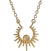 APMUTSS 14K Gold Plated Opal Pendant Necklace for Women, Dainty Stainless Steel Necklace Trendy Chain Sun Jewelry Everyday Wear