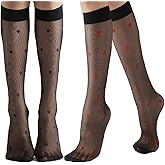 ZIHUA 4 Pairs Pattern Knee High Stockings for Women Nylon Knee Highs One Size