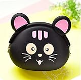 Wed2BB Silicone Purse Cute Little Black Cat Silicone Coin Wallet Coin Case With Zipper For Kids