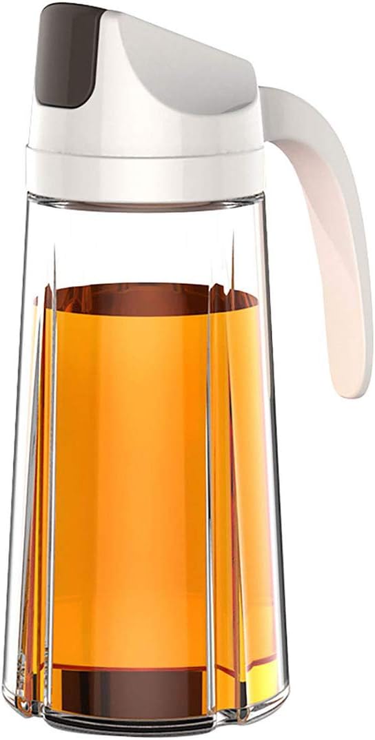 VUL Oil Dispenser, Olive Oil Glass Bottle, 22 Oz Auto Flip Leakproof Condiment Container with Automatic Cap and Stopper, Non-Drip Spout, Non-Slip Handle for Kitchen Cooking