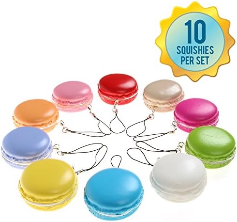 Cutesy Squishies | 10pcs Cute Kawaii Soft Squishy Phone Strap Accessories | Eco-Friendly Stationary Collectible Gift of Sweets Macaroon Donut Bread Banana Emoji Faces Shape | Color Vary | 1512