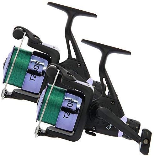 2x TR40R Black Fishing Reels Loaded with 6LB Line For Coarse Match Lake River