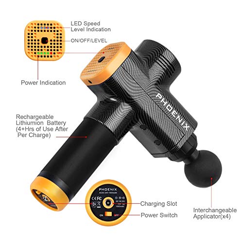 Massage Gun, Hand Held Deep Tissue Muscle Massager, Cordless Percussion Massager, Professional Personal Massage Device, Percussion Massage Device Featuring Quiet Glide Technology, [Upgrade]