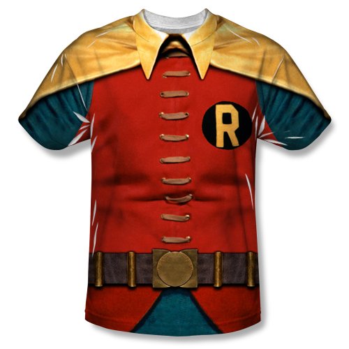 Wicked Tees Mens BATMAN CLASSIC TV Short Sleeve ROBIN COSTUME T-Shirt Tee