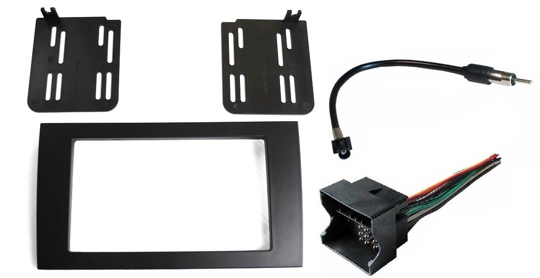 Aftermarket Radio Stereo Installation Double Din Dash Kit Mount Trim Bezel for Select Audi A4 and RS4 Models with Wire Harness and Antenna Adapter
