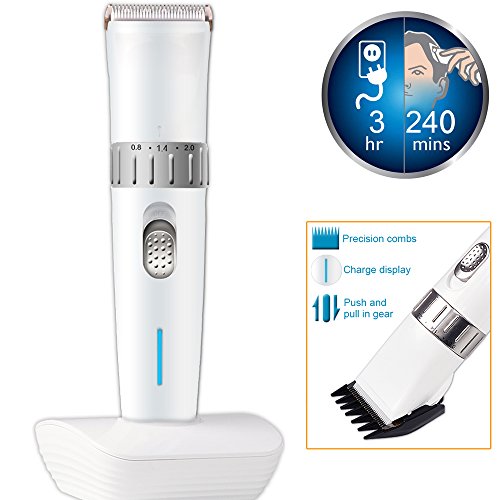 Jack & Rose Cordless Hair Clipper Professional Haircut Set All in One Lithium Powered Grooming Kit with 8 Guide Combs for Any Hairstyle - White