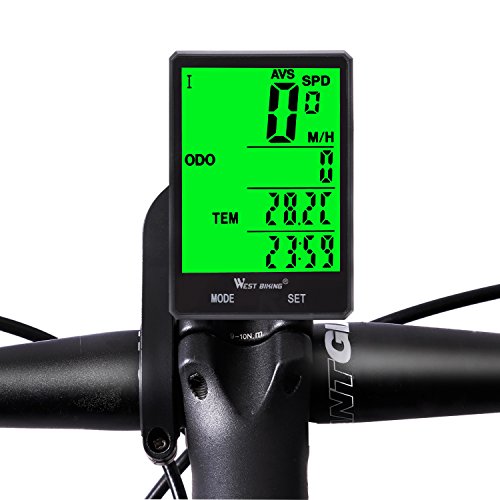 West Biking Bike Computer Speedometer Wireless and Wired Waterproof