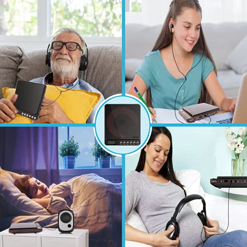 Portable CD Player, Rechargeable CD Player Walkman with Double Headphone Jack, Anti-Skip CD Player Personal Compact CD Player for Car & Home & Travel - Toddler, Kids, Students, Adults