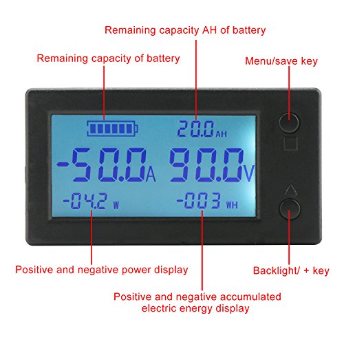 DROK Voltage Amp Meter DC, Battery Monitor DC 0300V 200A, Ammeter