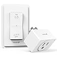 Fosmon Wireless Remote Control Outlet Plug Indoor, Battery Operated Light Switch with Braille On/Off Mark, for Lights, Christmas Tree, No Interference, 15A/1875W, No Wiring & Expandable