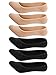 No-Show Socks for Women, Thin Low Cut Socks Loafer Liner Anti Slip Heel Black+Beige, One Size