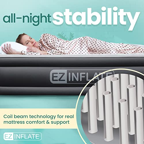 EZ INFLATE Air Mattress with Built in Pump Twin Size DoubleHigh