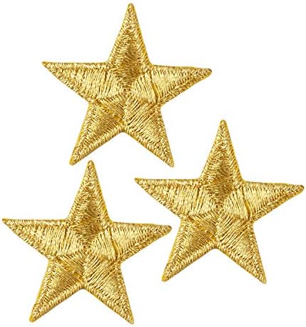 Simplicity Gold Star Applique Clothing Iron On Patch 3Pc 125" X 125"