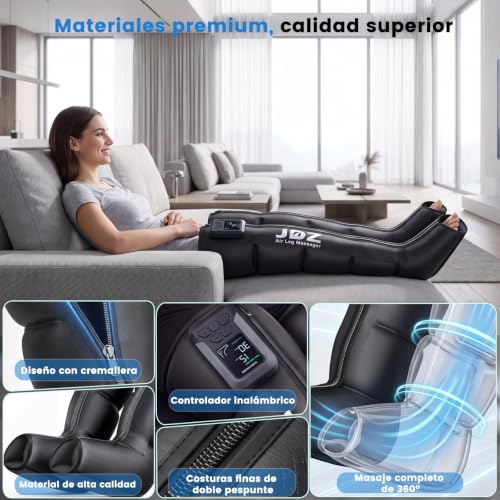 Presoterapia para Casa Relax Inalámbrico con 5 Cámaras de Aire, Botas Presoterapia Piernas Deporte con 3 Temporizadores para Pies Pantorrillas Muslos Confort Piernas Cansadas Relajación Muscular - L
