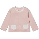 MORI Baby Long Sleeve Cardigan in Blush Stripe for Boys and Girls - Unisex Wrap Top with Pockets and Snap Closure - Newborn