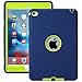 iPad Mini 4 Case - E LV Armor Defender Hybrid Protection from Drops and impacts with 1 Stylus and 1 Microfiber for iPad Mini 4 - [Dark Blue/Green]