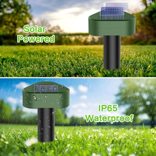 Solar Ultrasónico Ahuyentador de Topos 8 Piezas, Impermeable Repelente para Ratas Ultrasónico Solar Se Utiliza para Repeler Topos, Topillos, Serpientes y Lagartos Protege el Césped y Los Jardines