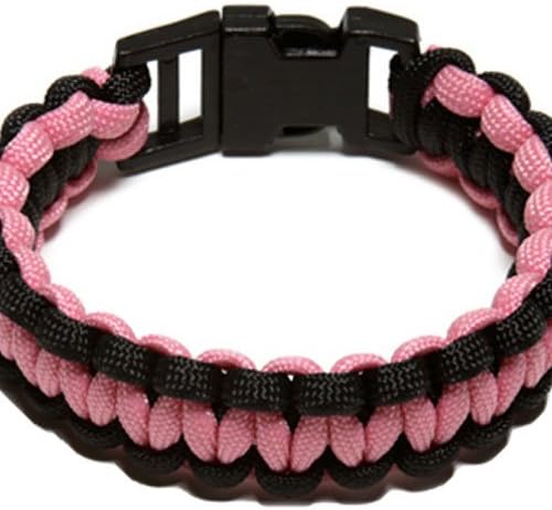 SecureLine NPCB550PBM 550 Nylon Paracord Survival Bracelet, Medium, Black/Pink
