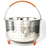 Bauschki Instant Pot Accessories, Vegetable Steamer Basket for instapot 6qt, 8qt - Egg Meat Food Rice Dumpling Cooker 6 qt, 8 quart Accessory - Stainless Steel, BPA Free Non-Slip Silicone Handle &Legs