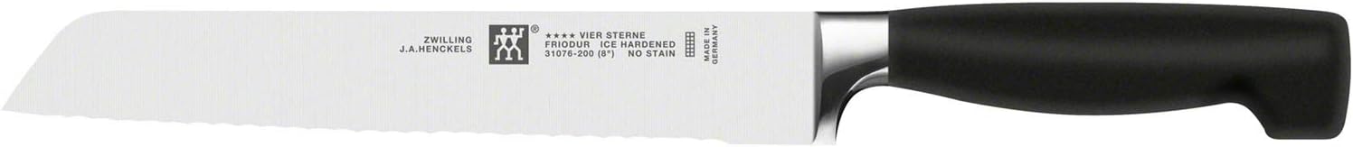 ZWILLING Brotmesser, Klingenlänge: 20 cm, Klingenblatt mit Wellenschliff, Rostfreier Spezialstahl/Kunststoff-Griff, Vier Sterne