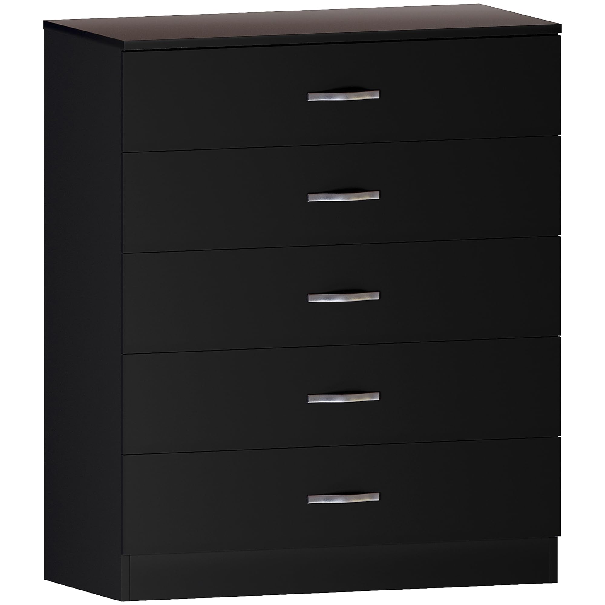 Vida Designs Riano 5 Drawer Chest of Drawers, Metal Handles & Runners, Anti-Bowing Drawer Support, Bedroom, Nursery Furniture, Black