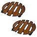 2 Pack of 14-in. Round Wood Roller Planter Caddy Fruitwood Slatted Wheel Plant