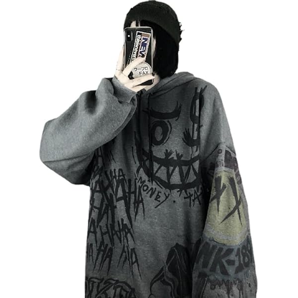 Amazon.com: Flixxo Womens Goth Graffiti Graphic Hoodies Y2K Dark
