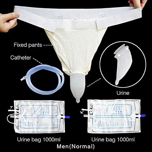 Portable Wearable Men's Urinal, Elastic Waistband,Incontinence Aid Bathroom 1000Ml Bags,One Size Fits Most,Men(Normal)