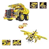 Geekper 2 in 1 Building Blocks Kits for Kids - Truck and Propeller Plane Engineering Machines Construction Set - 361 Pcs